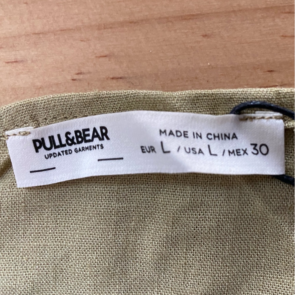L/8 - 🇪🇸Women’s tie back linen crop top in khaki - Pull&Bear - New - Picture 7 of 8